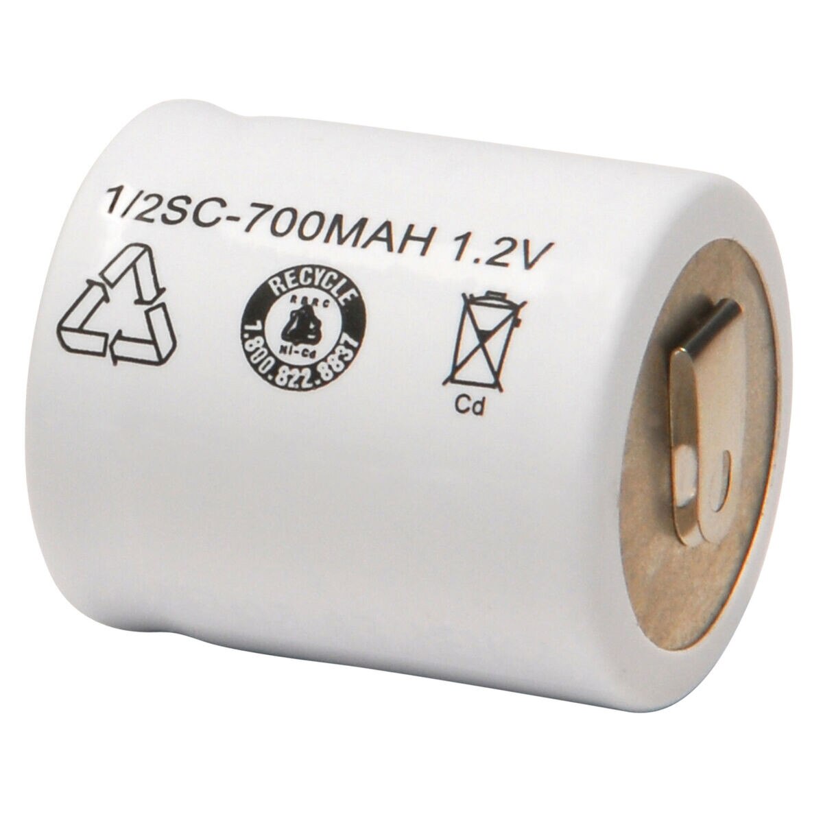 1/2 Sub C NiCd Cell Battery with Tabs 700mAh